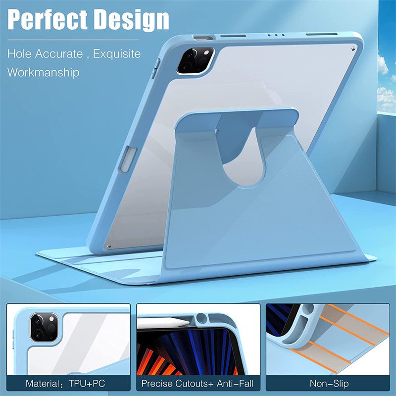 Acrylic 360 Rotation Case for iPad Mini 7 Transparent Clear Pencil Holder Cover