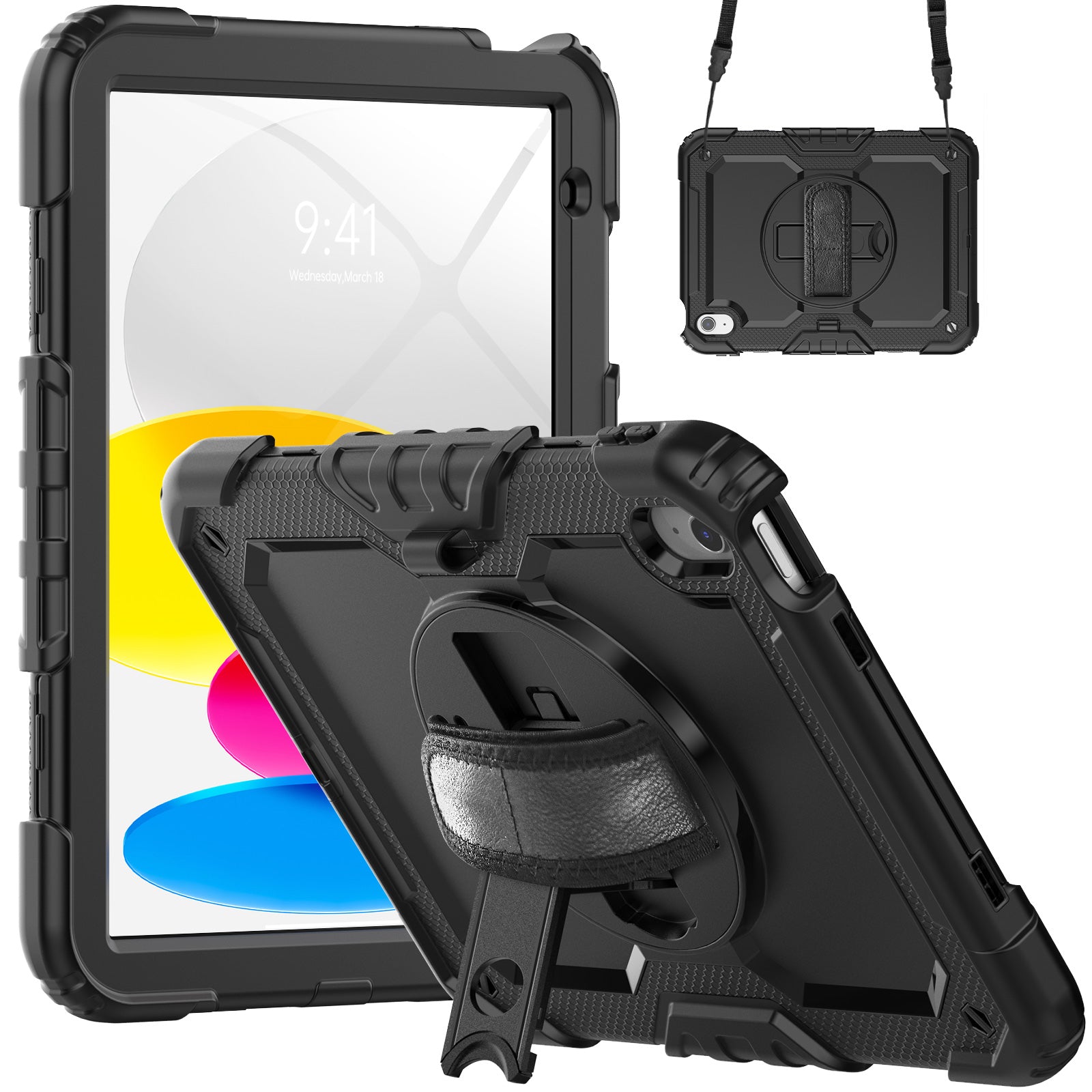 Heavy Duty Armor Stand Case for iPad A16 11th Gen 2025/10th Gen 2022 with Strap