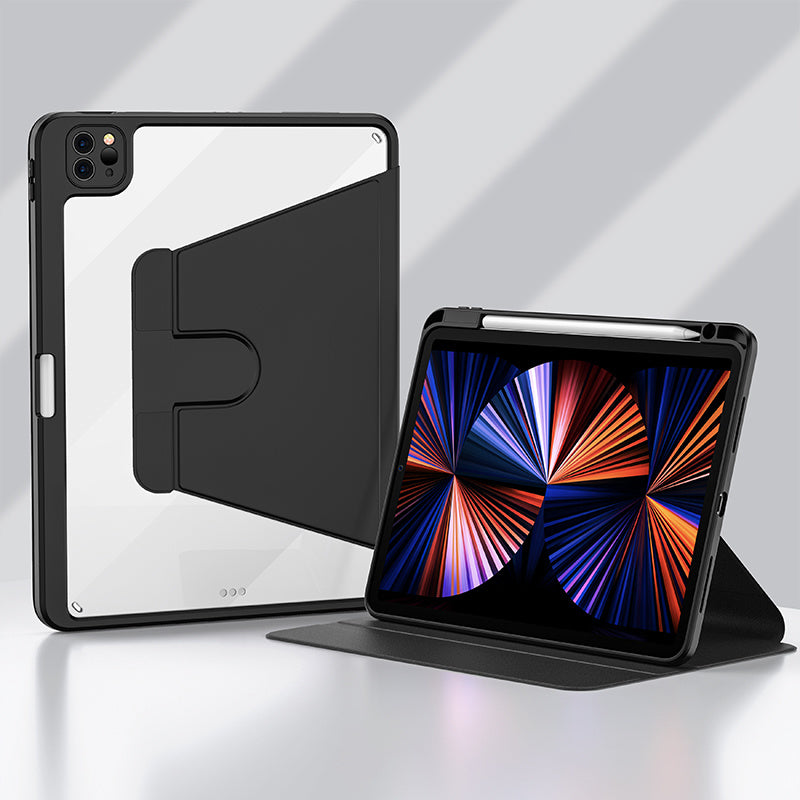Acrylic 360 Rotation Case for iPad Mini 6 8 Inch Transparent Clear Pencil Holder Cover