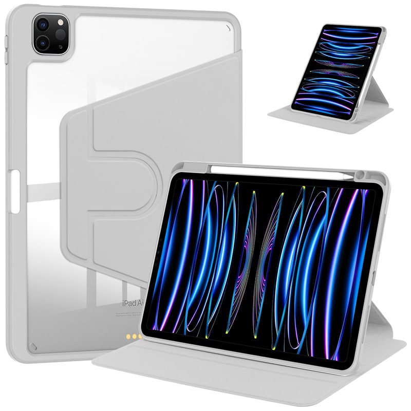 Acrylic 360 Rotation Case for iPad Pro 11 Inch M4 M5 Transparent Clear Pencil Holder Cover