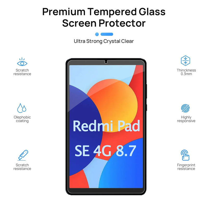 Xiaomi Redmi Pad SE 4G 8.7" 2024 Tempered Glass Screen Protector 9H 0.3mm HD Clear