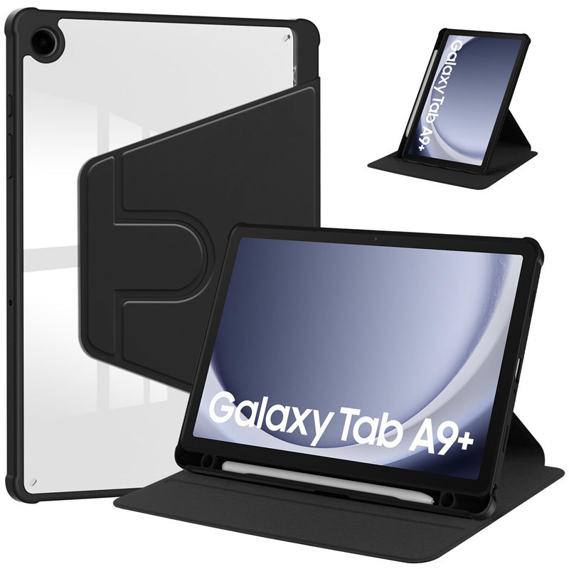 Acrylic 360 Rotation Case for Samsung Tab A9 Plus 11 Inch Transparent Clear Pencil Holder Cover