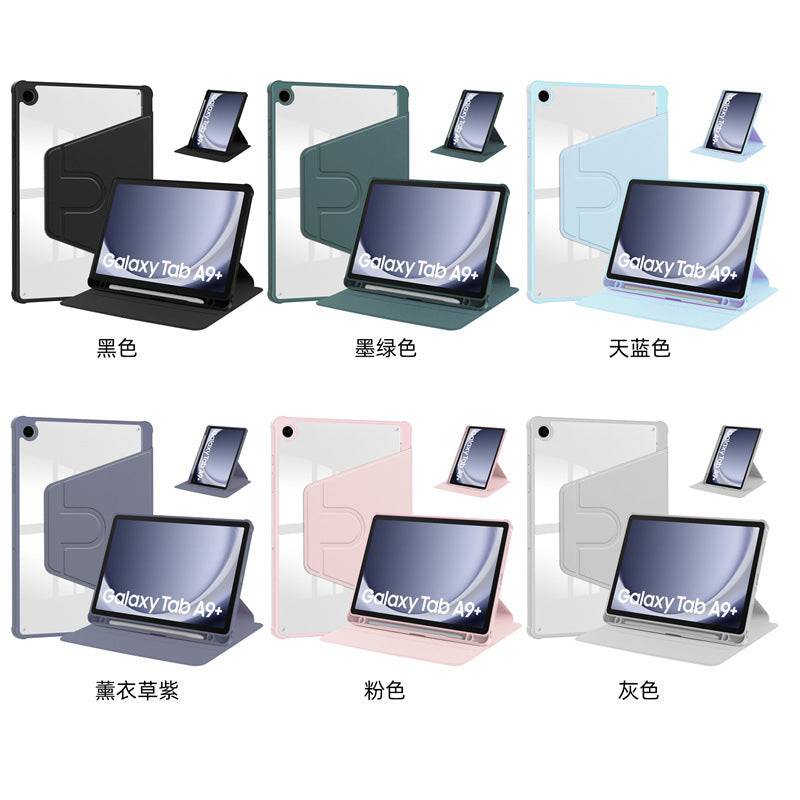 Acrylic 360 Rotation Case for Samsung Tab A9 Plus 11 Inch Transparent Clear Pencil Holder Cover