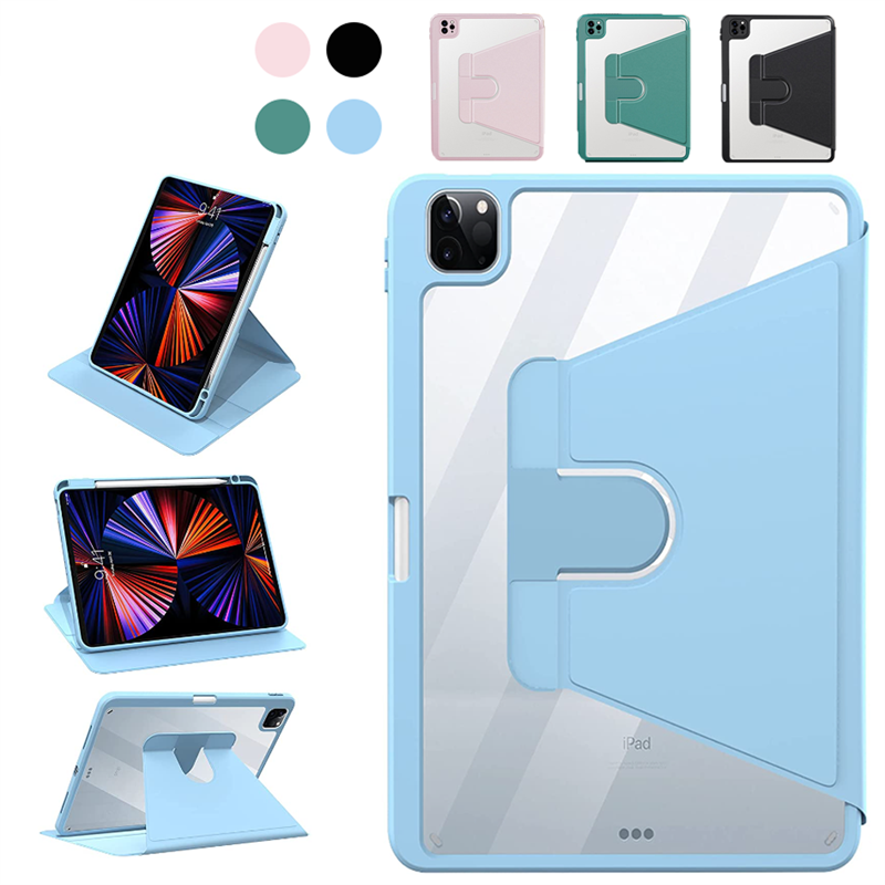 Acrylic 360 Rotation Case for iPad Mini 6 8 Inch Transparent Clear Pencil Holder Cover
