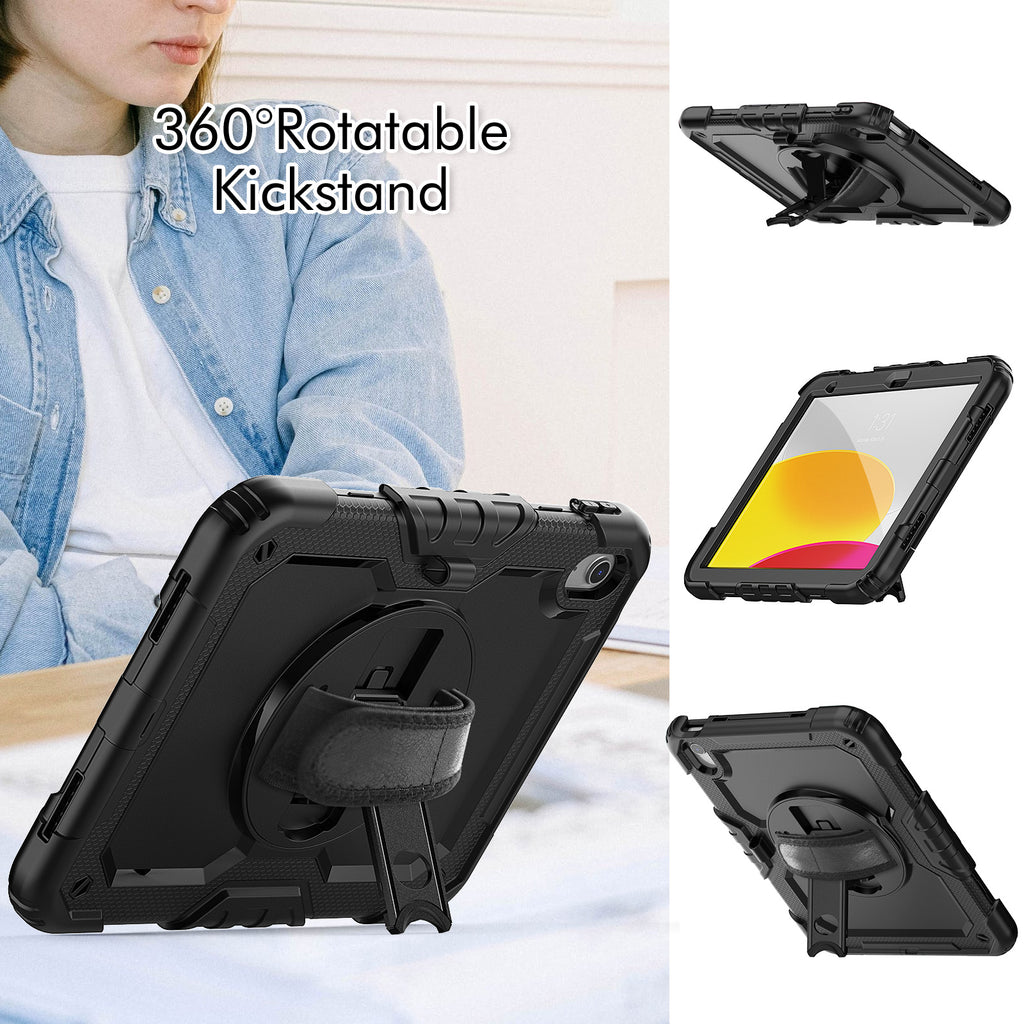 Heavy Duty Armor Stand Case for iPad A16 11th Gen 2025/10th Gen 2022 with Strap