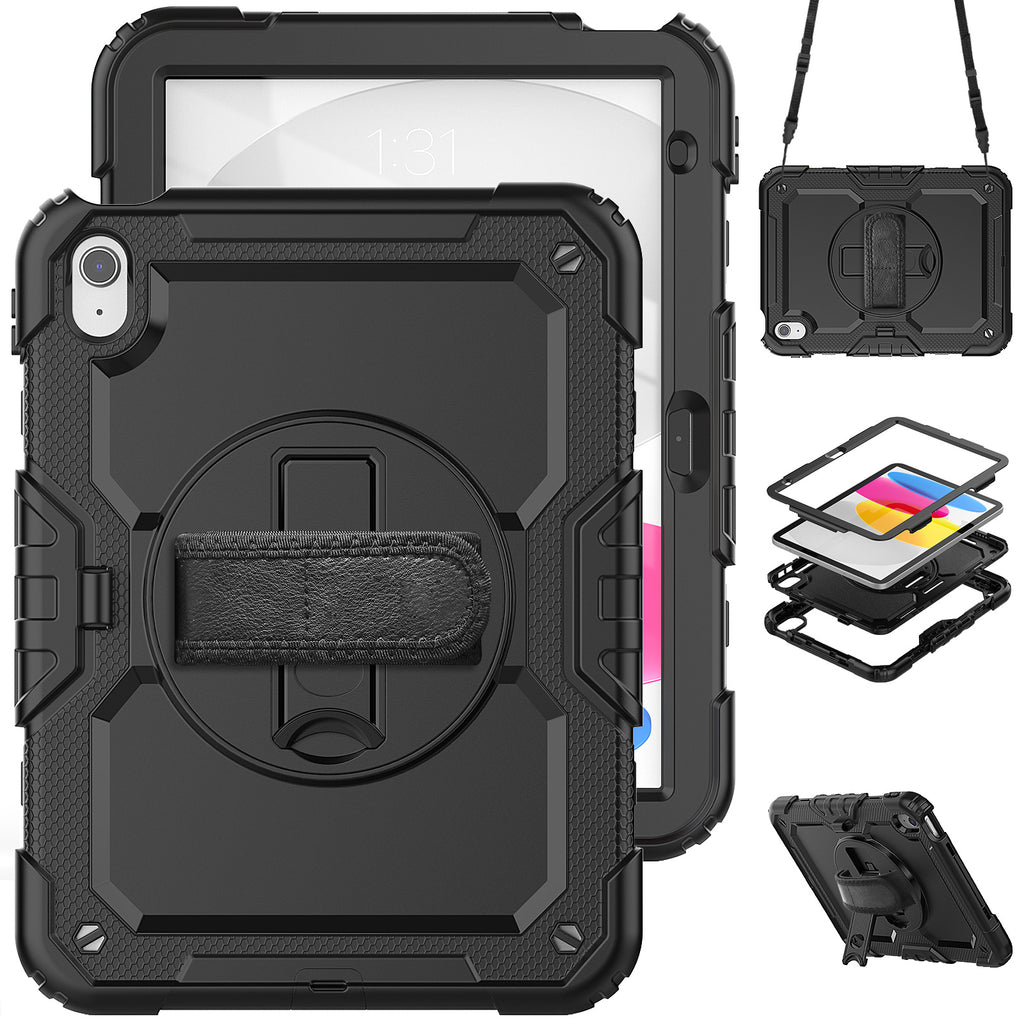 Heavy Duty Armor Stand Case for iPad A16 11th Gen 2025/10th Gen 2022 with Strap
