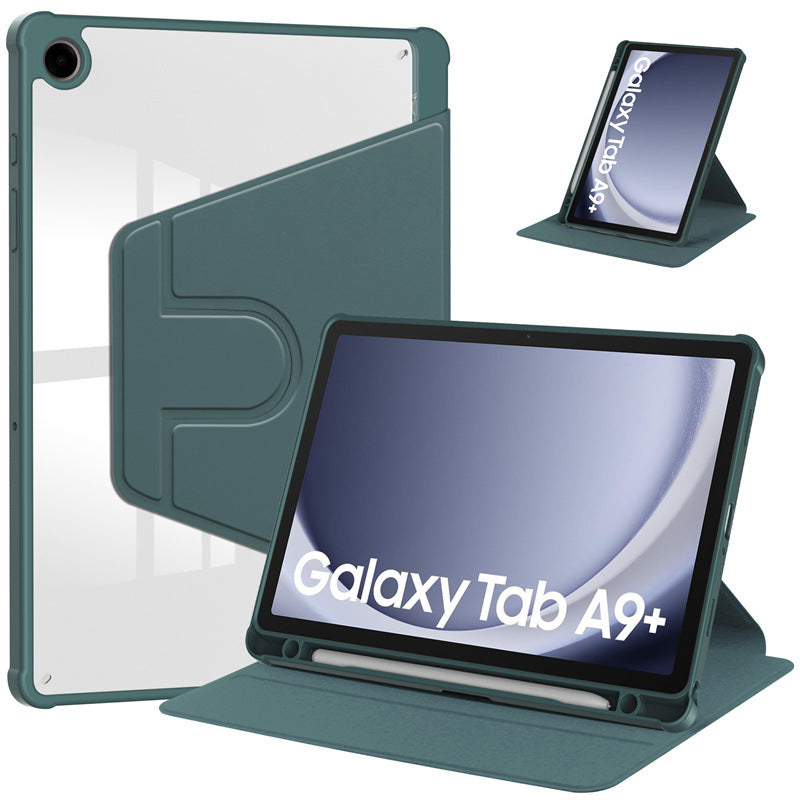 Acrylic 360 Rotation Case for Samsung Tab A9 Plus 11 Inch Transparent Clear Pencil Holder Cover