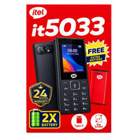 Itel 5033, 2.4" Big Screen Battery, Opera Mini, Type-C, Ultra Slim Design, 2000mAh Battery - Black
