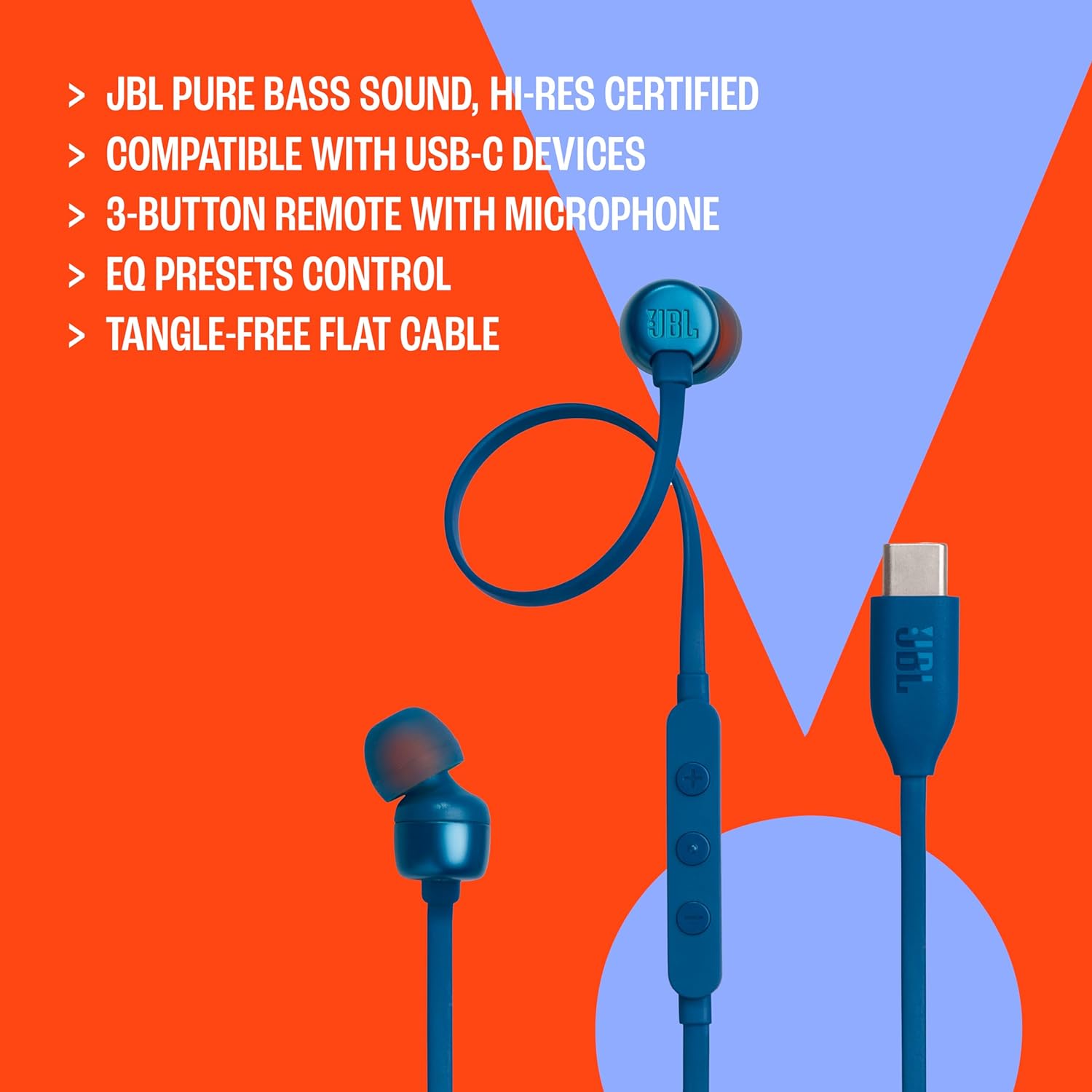 JBL Tune 310C USB-C Earbuds with Microphone Black