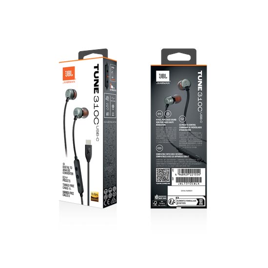 JBL Tune 310C USB-C Earbuds with Microphone Black