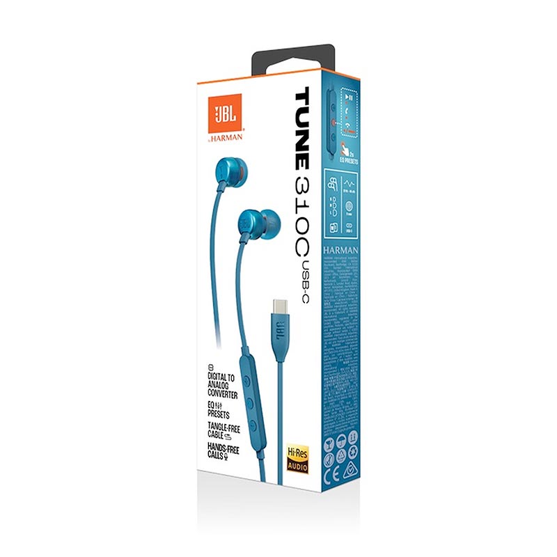 JBL Tune 310C USB-C Earbuds with Microphone Blue