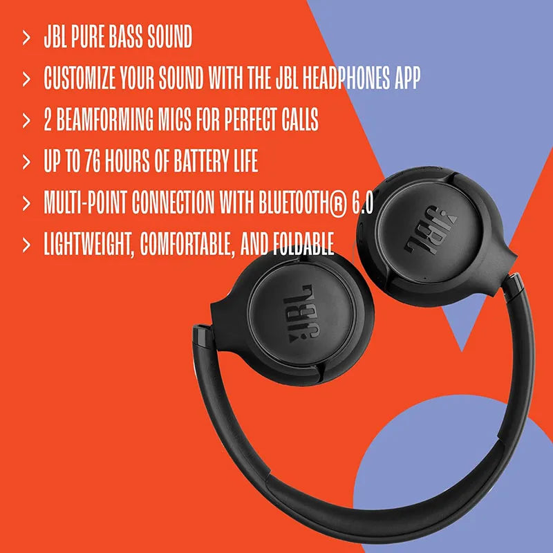 JBL Tune 530BT Wireless On-Ear Bluetooth Headphones Black