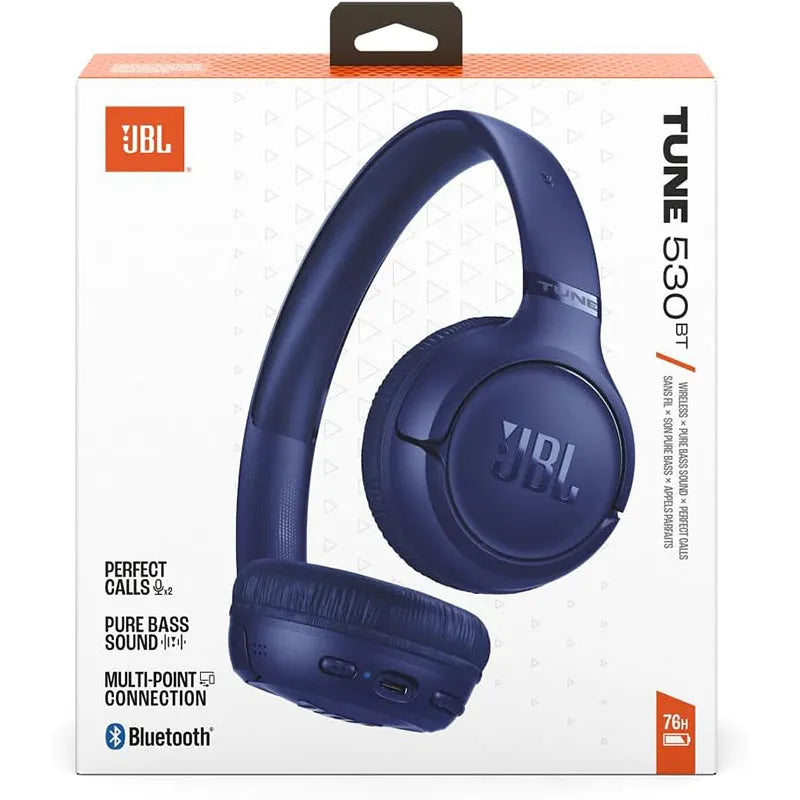 JBL Tune 530BT Wireless On-Ear Bluetooth Headphones Blue