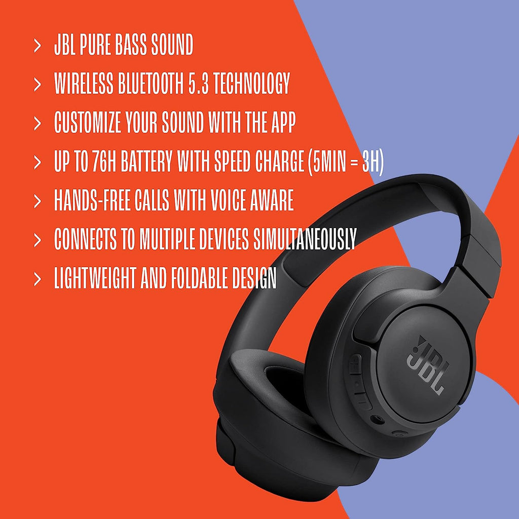 JBL Tune 720BT Wireless On-Ear Headphones Black