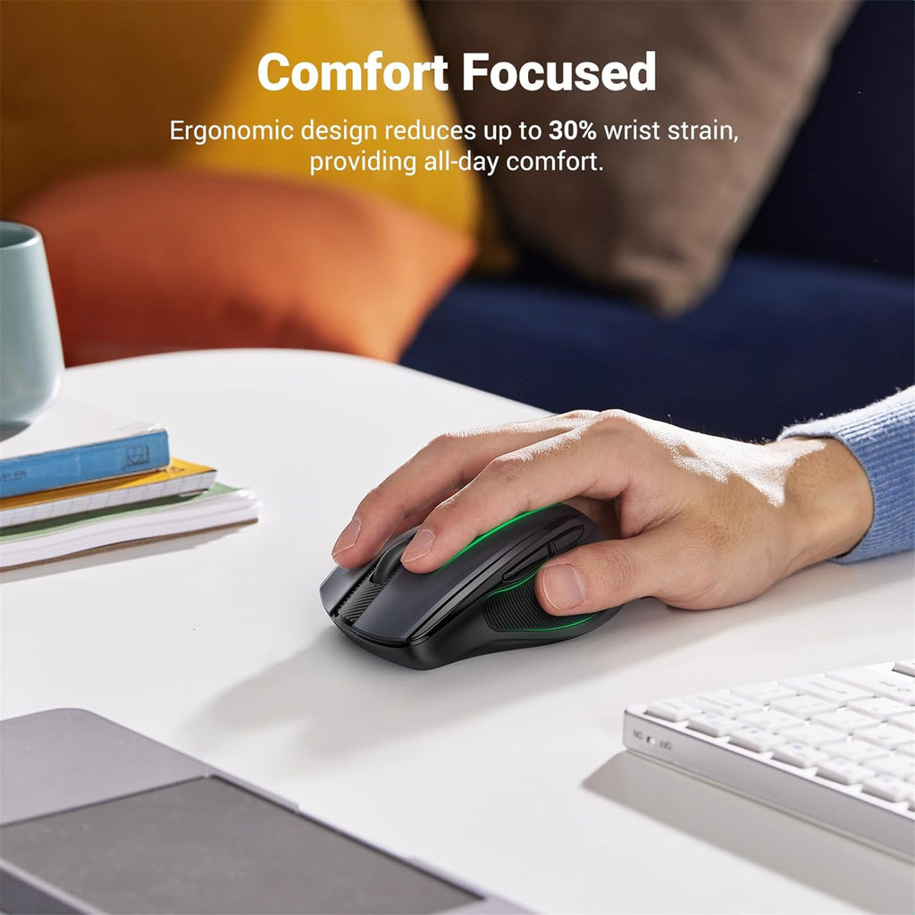 UGREEN MU006 90855 Wireless Ergonomic Silent Mouse 2.4G & Bluetooth Maroon