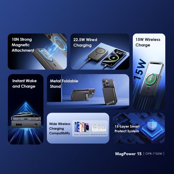 Oraimo MagPower 15 10000mAh Wireless Power Bank OPB-7102W