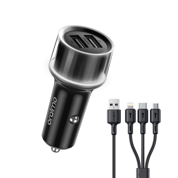 Oraimo Highway 15 15.5W Car Charger with 3-in-1 Cable OCC-1152D-X93