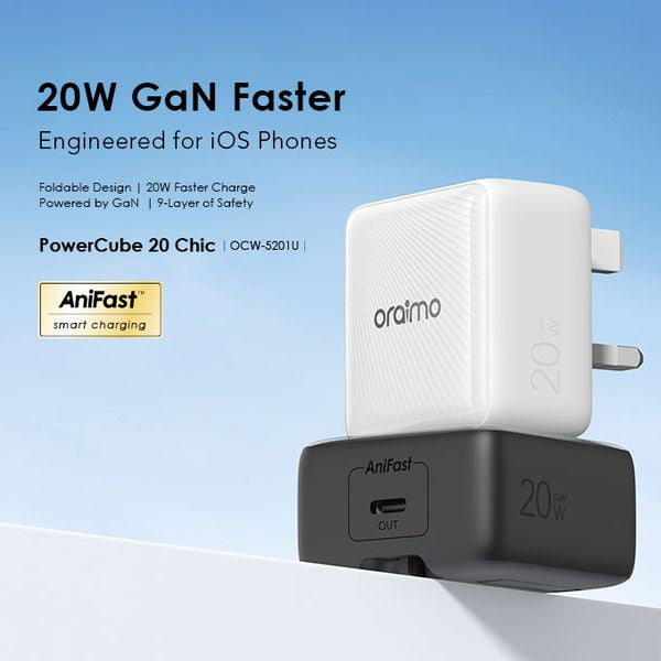 Oraimo PowerCube 20 Chic 20W GaN Wall Charger Kit OCW-5201U-CC54