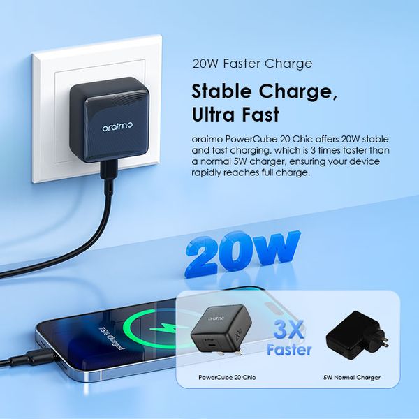 Oraimo PowerCube 20 Chic 20W GaN Wall Charger Kit OCW-5201U-CC54