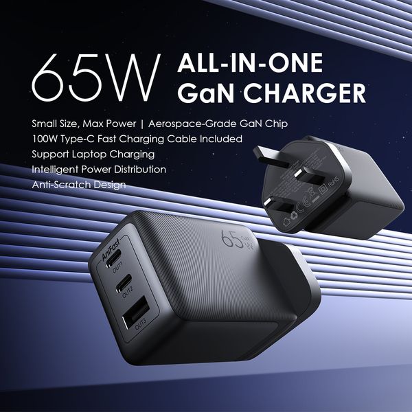 Oraimo HyperGaN 65 65W GaN Wall Charger Kit with 100W CC Cable OCW-7652U-116CC