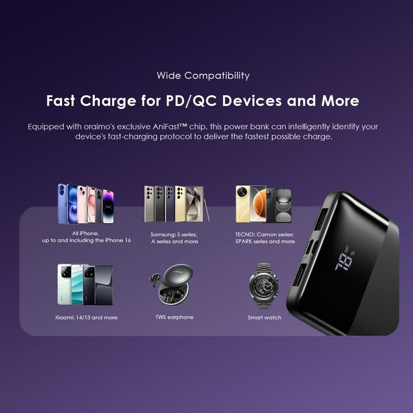 Oraimo Toast 22.5 Byte 10000mAh 22.5W Power Bank OPB-7100Q