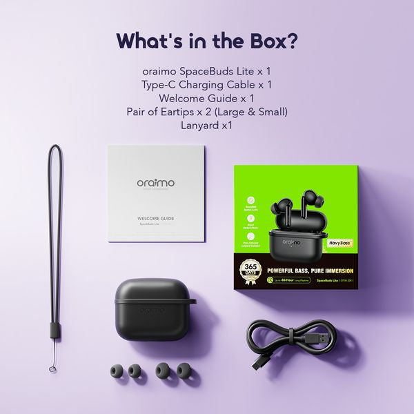 Oraimo SpaceBuds Lite V5.4 IPX4 Wireless Earbuds OTW-324-SPEEDBLACK
