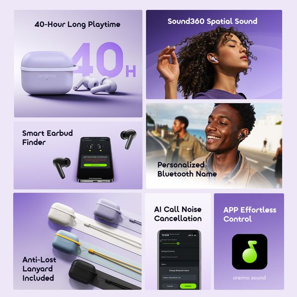 Oraimo SpaceBuds Lite V5.4 IPX4 Wireless Earbuds OTW-324-SPEEDBLACK