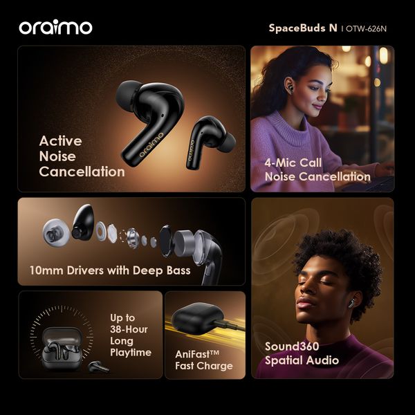 Oraimo SpaceBuds N ANC Wireless Earbuds OTW-626N