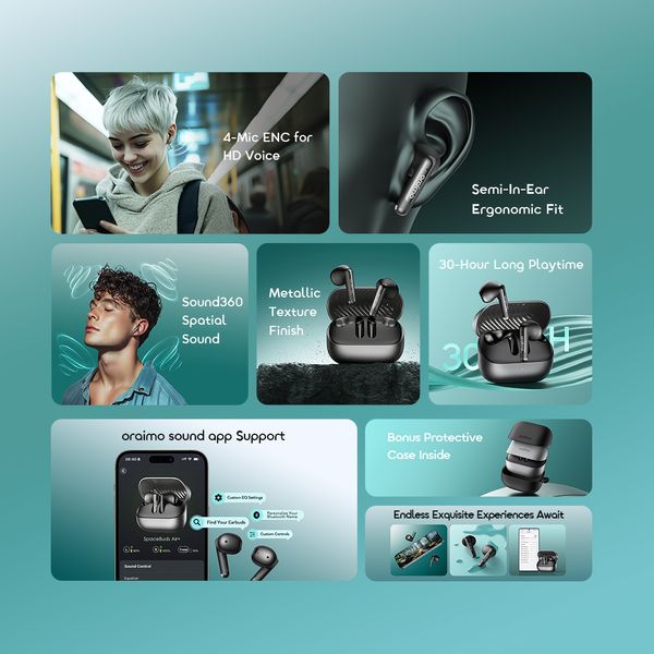 Oraimo SpaceBuds Air+ Semi-In-Ear Earbuds OTW-323SP