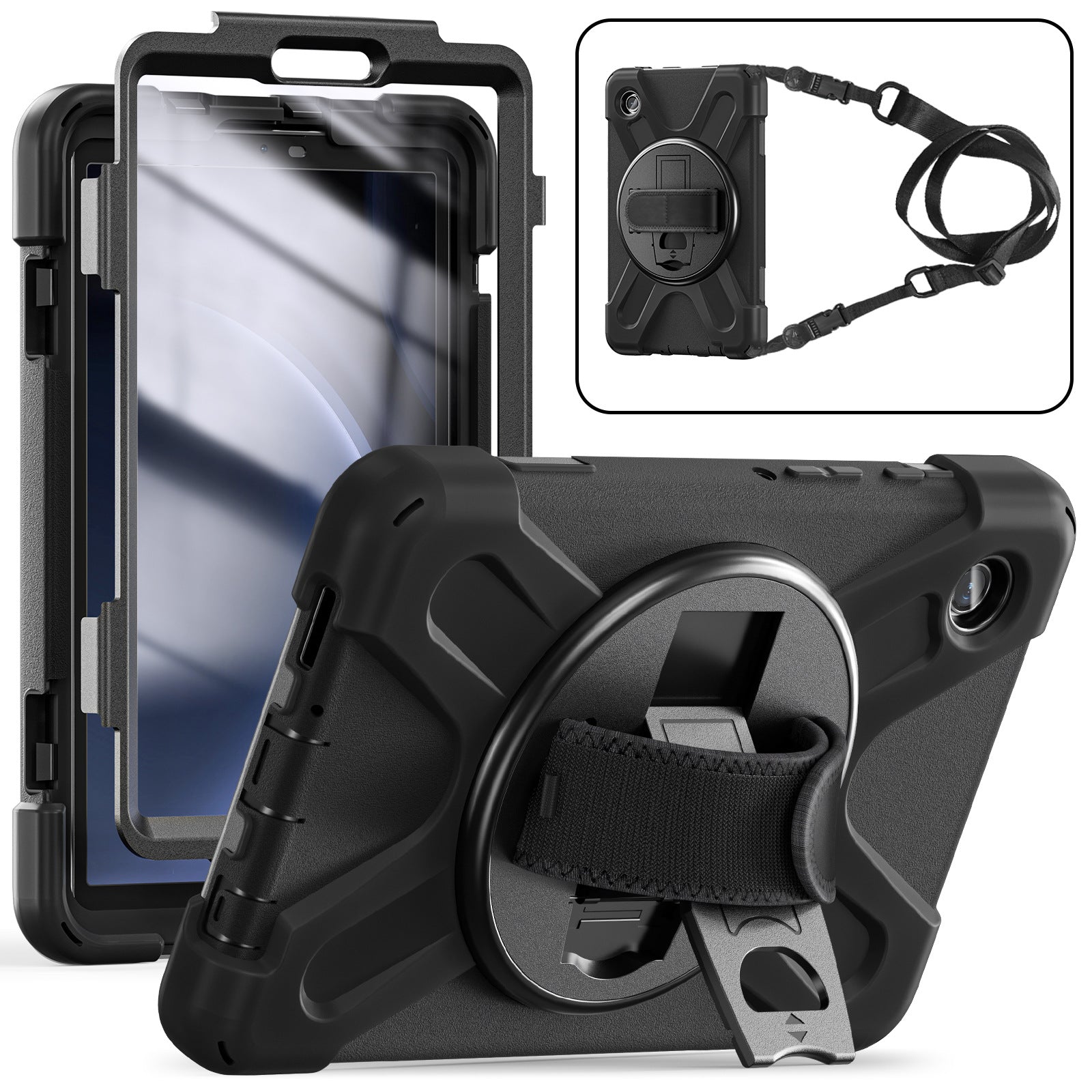 Samsung Galaxy Tab A9 8.7 Inch Heavy Duty Shockproof Stand Case Cover with Strap