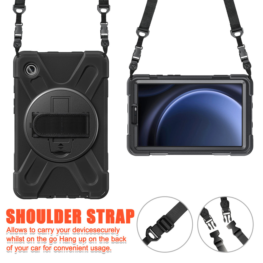 Samsung Galaxy Tab A9 8.7 Inch Heavy Duty Shockproof Stand Case Cover with Strap