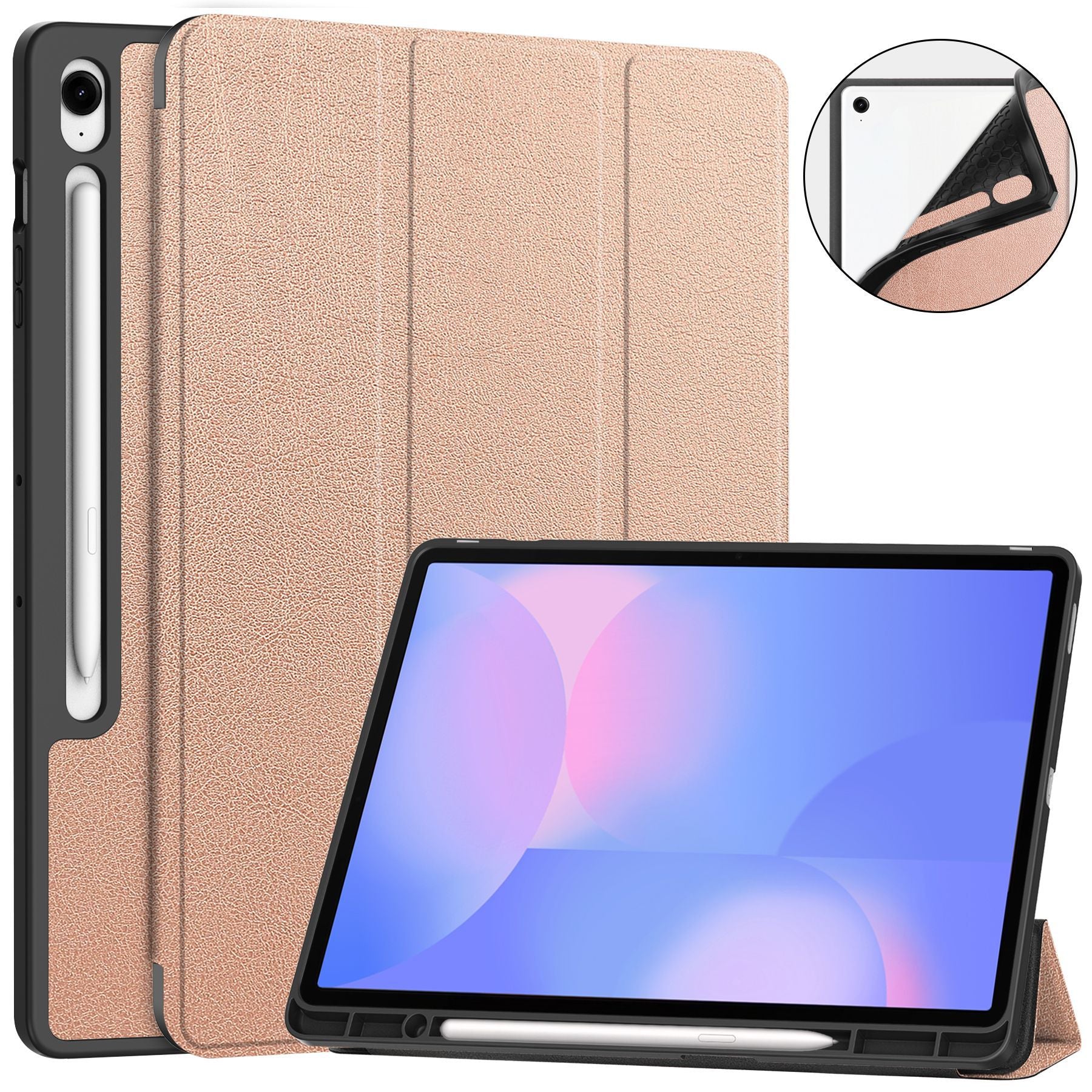 Samsung Galaxy Tab S10 FE Plus Flip Trifold Tablet Cover Case with Pen Slot Holder