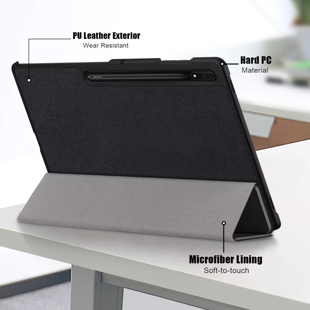 Flip Trifold Tablet Cover Case for Samsung Galaxy Tab S9 FE Plus with Pen Slot Holder