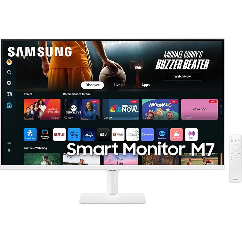 Samsung M70D 32-inch 4K Smart Monitor with Streaming TV - White