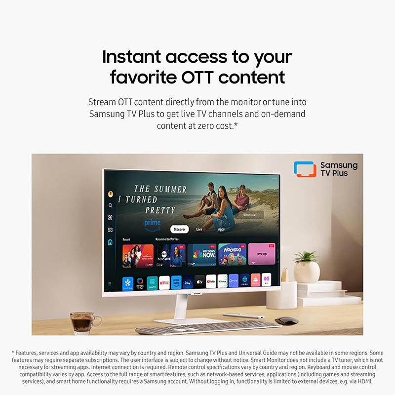 Samsung M70D 32-inch 4K Smart Monitor with Streaming TV - White