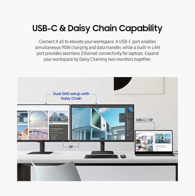 Samsung ViewFinity S6 27-inch QHD 100Hz Monitor with USB-C Hub and KVM Switch