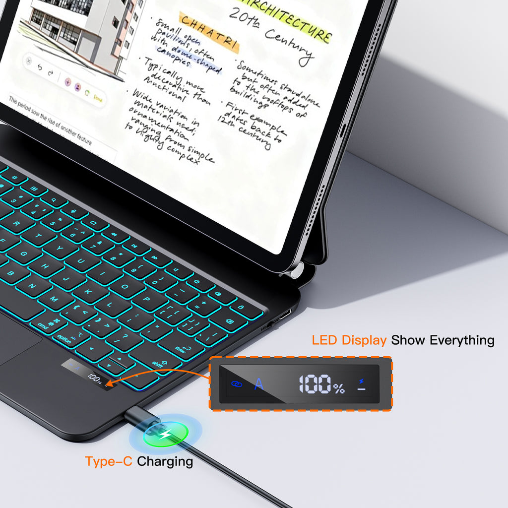 Smart Magnetic Magic Keyboard Case for iPad Pro 11 M4/M5 with Touchpad RGB Backlit