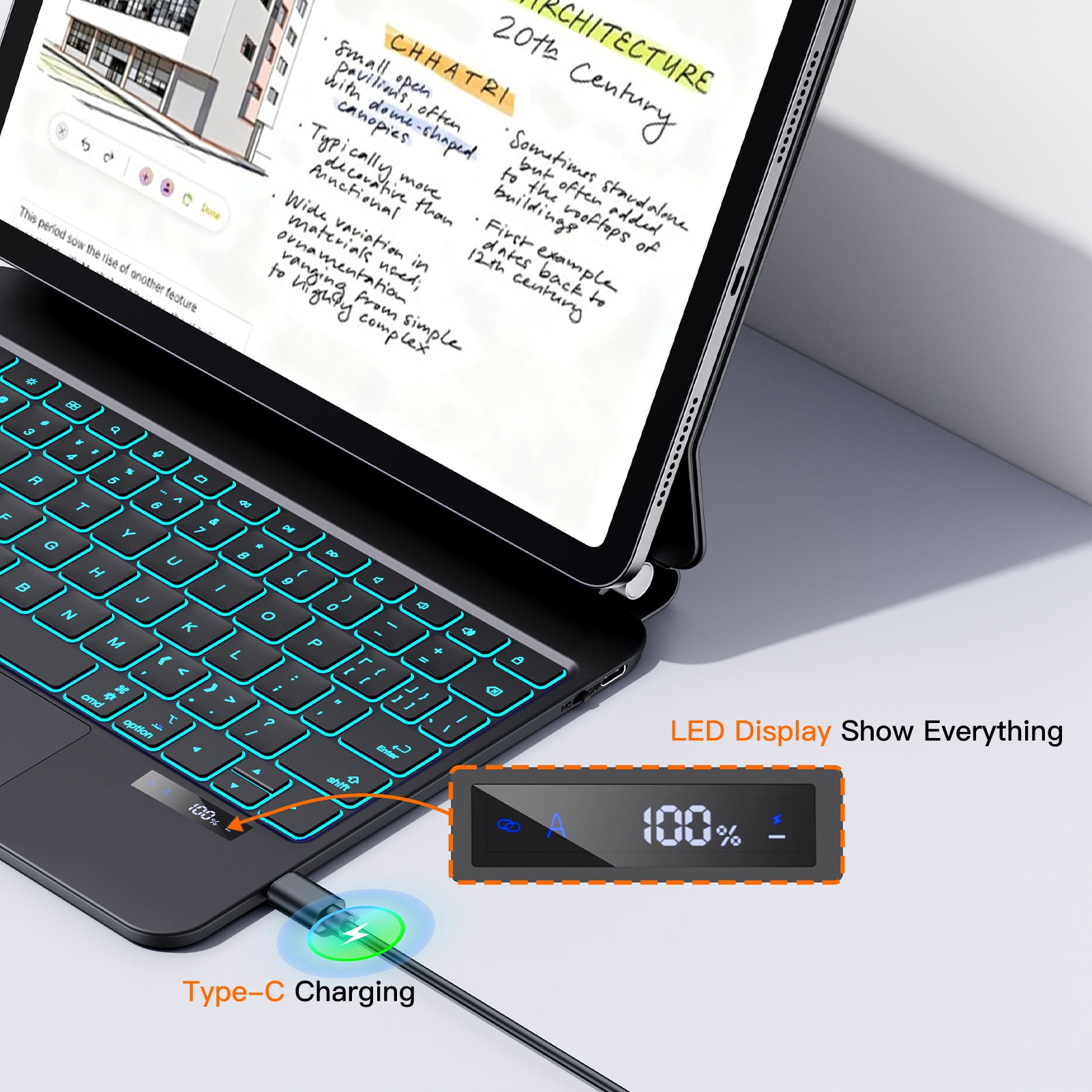 Smart Magnetic Magic Keyboard Case for iPad Pro 11 M4/M5 with Touchpad RGB Backlit