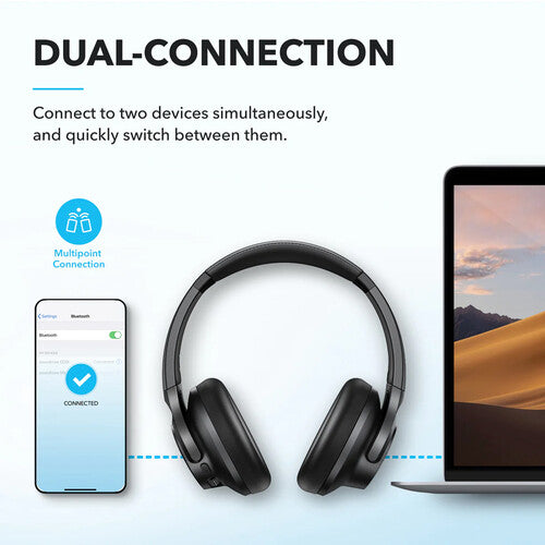 Soundcore by Anker Q20i Wireless Hybrid Noise Cancelling Over-Ear Headphones A3004H12 Black