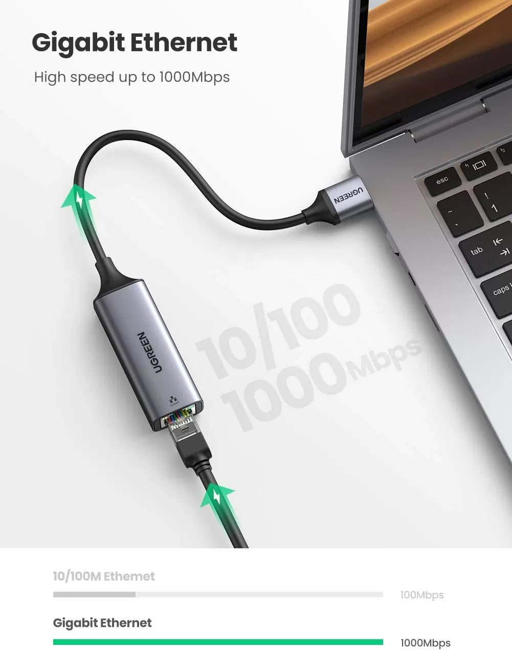 UGREEN CM209 USB 3.0 to RJ45 Gigabit Ethernet Adapter 50922 Gray