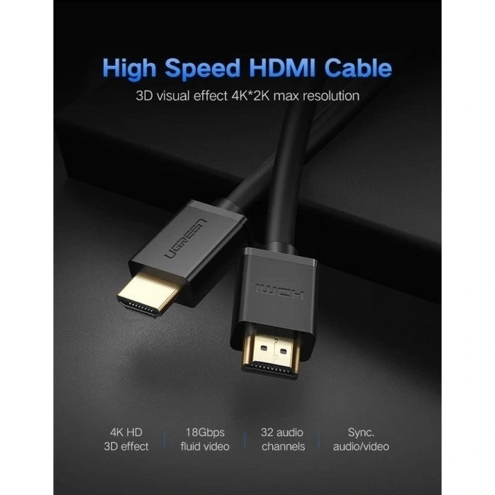 UGREEN HD104 10111 High Speed HDMI Cable with Ethernet 49.2 ft 4K 30Hz 3D Black