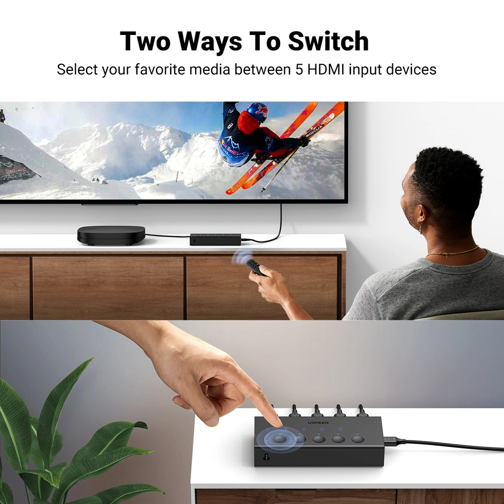 UGREEN CM568 90512 HDMI Switch 5-In 1-Out 4K 60Hz Switcher