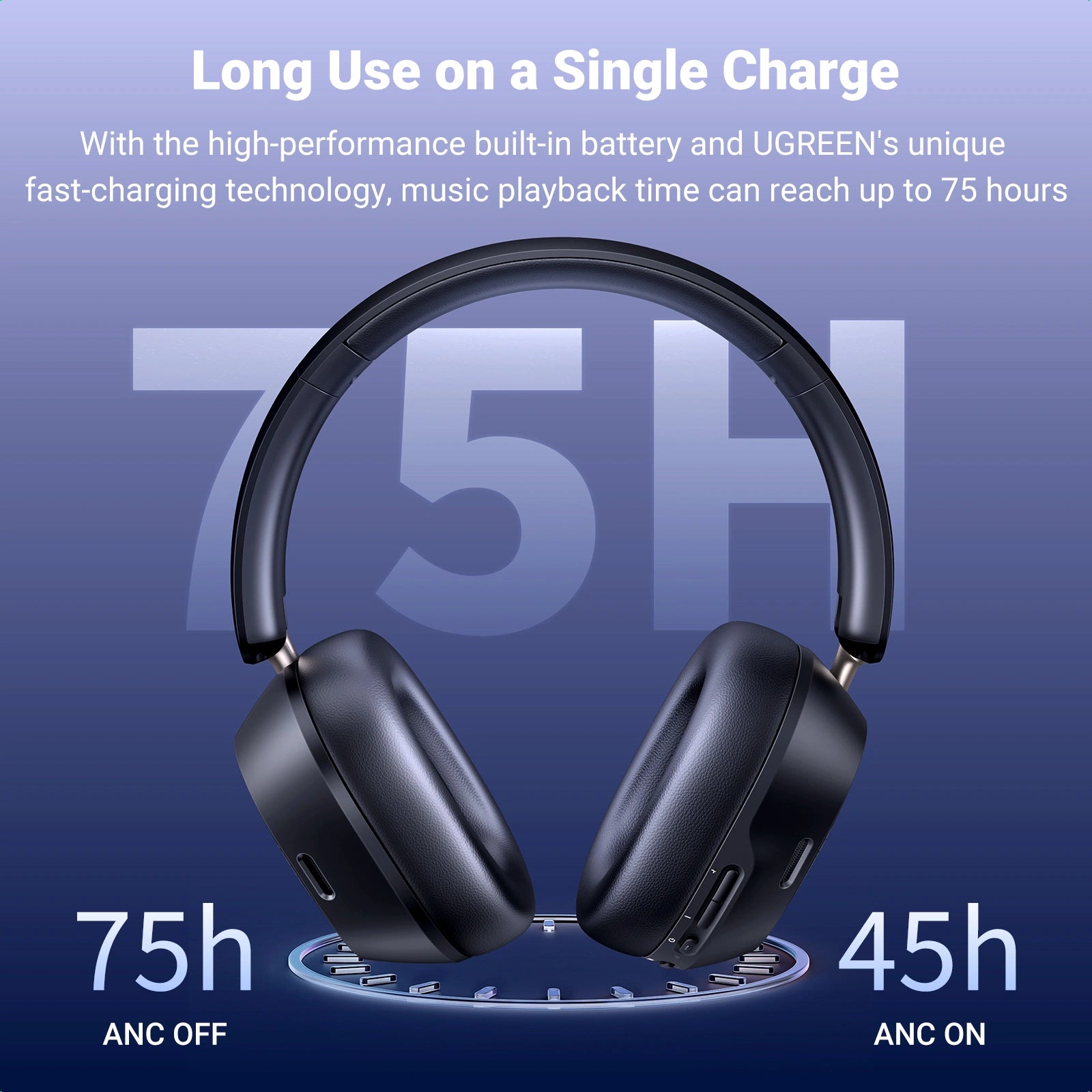 UGREEN HiTune Max5c HP203 35757 Hybrid Active Noise-Cancelling Headphones Black