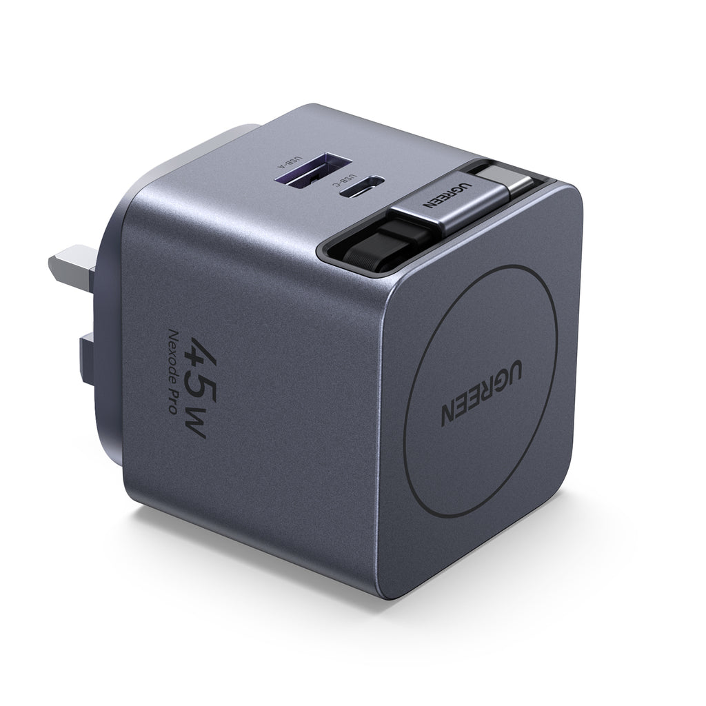 UGREEN X614 45W Nexode Pro GaN Dual Port Fast Charger with Retractable Cable 65823