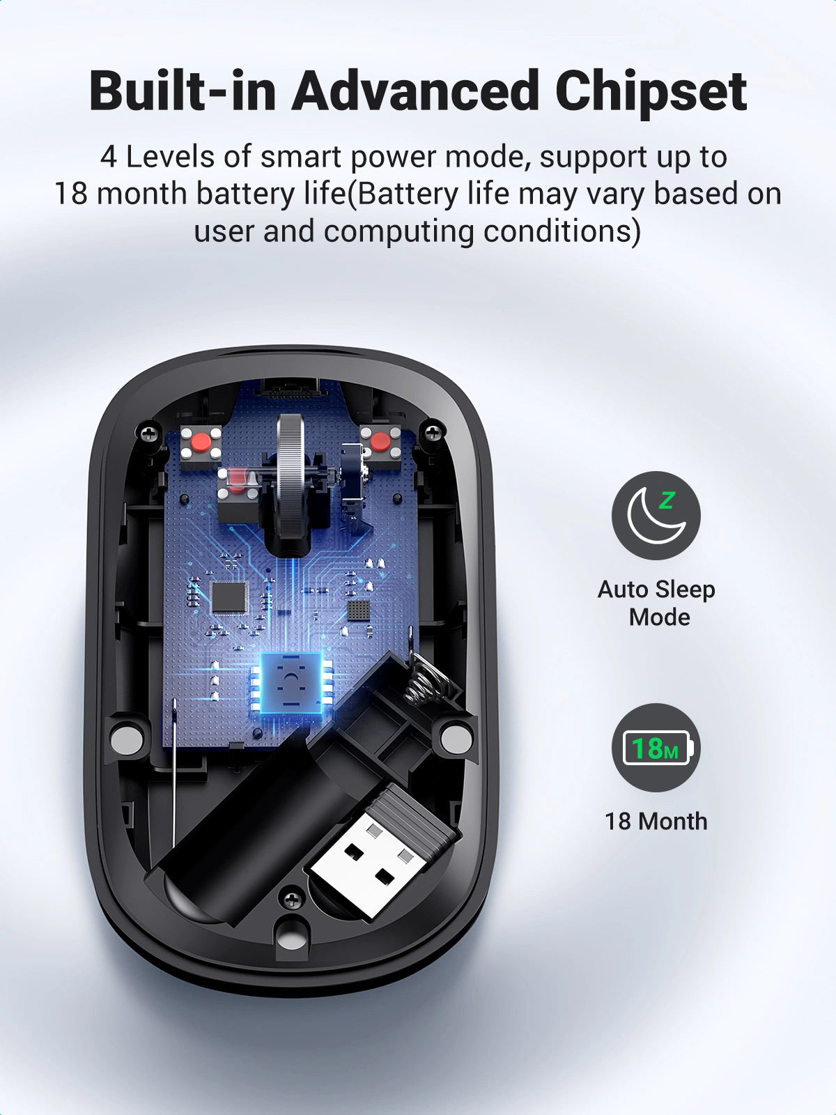 UGREEN MU001 90372 Portable Wireless Mouse Black