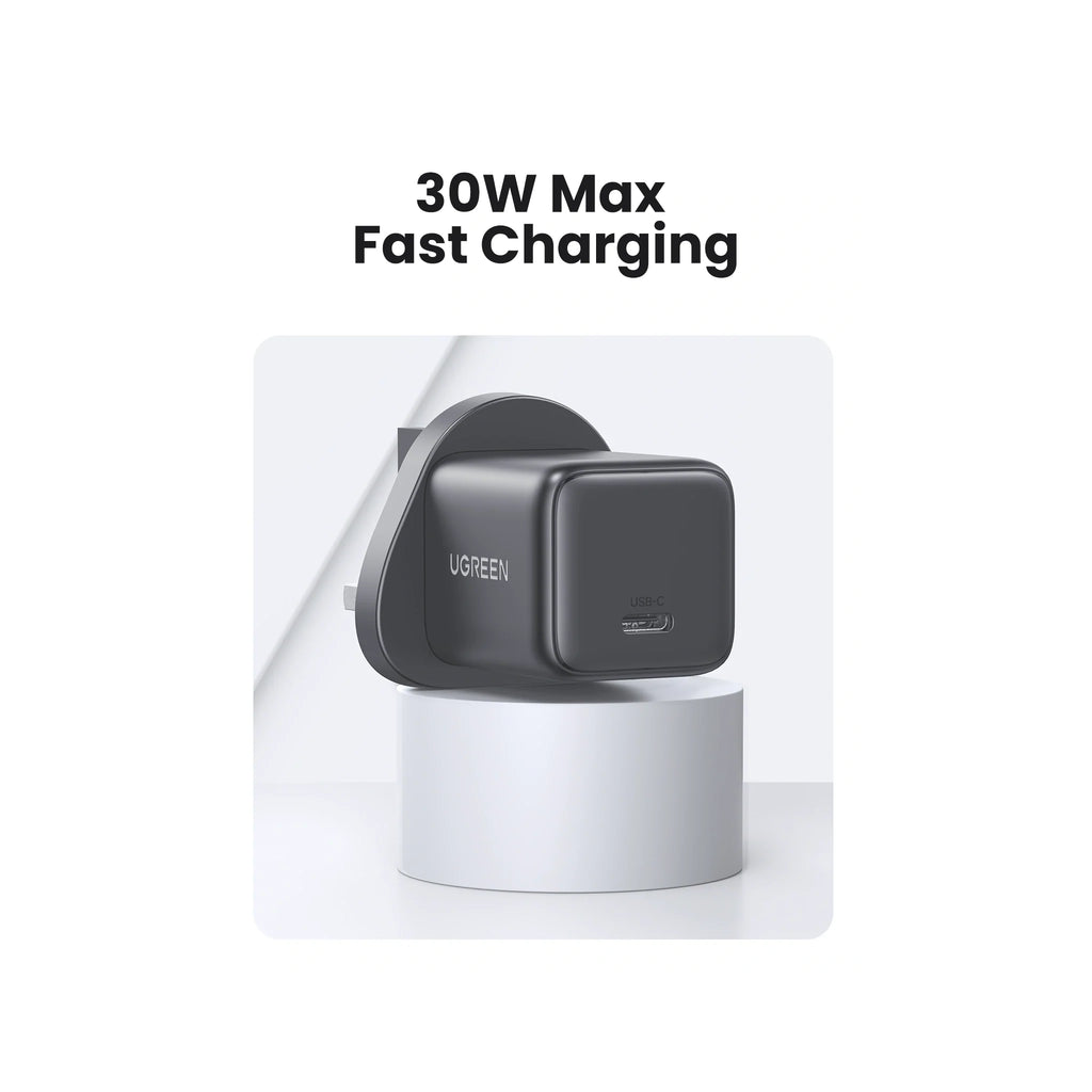 UGREEN 30W One Port USB-C GaN Fast Charger UK Space Grey
