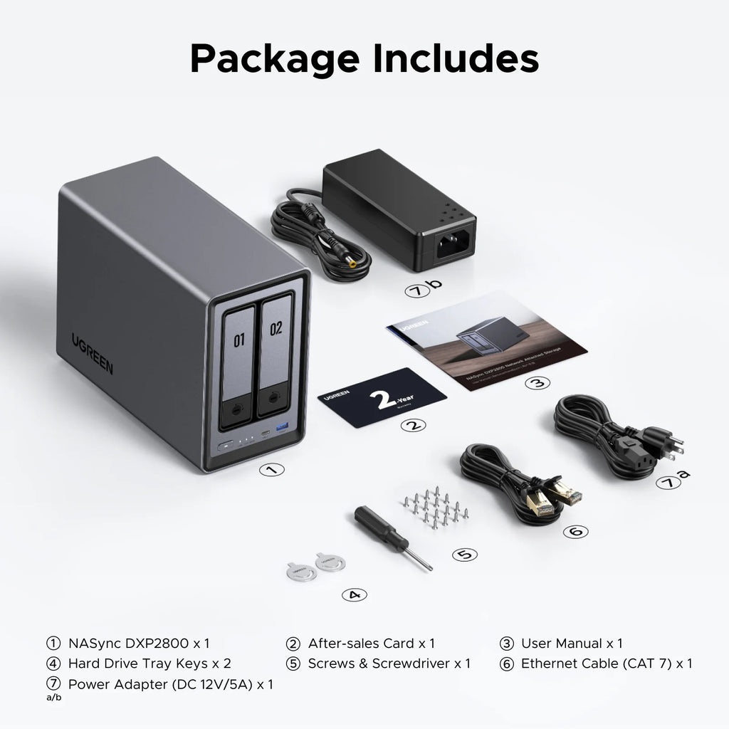 UGREEN DXP2800 2-Bay Desktop NASync Intel N100 8GB DDR5 32GB eMMC 2.5GbE Network Attached Storage Diskless