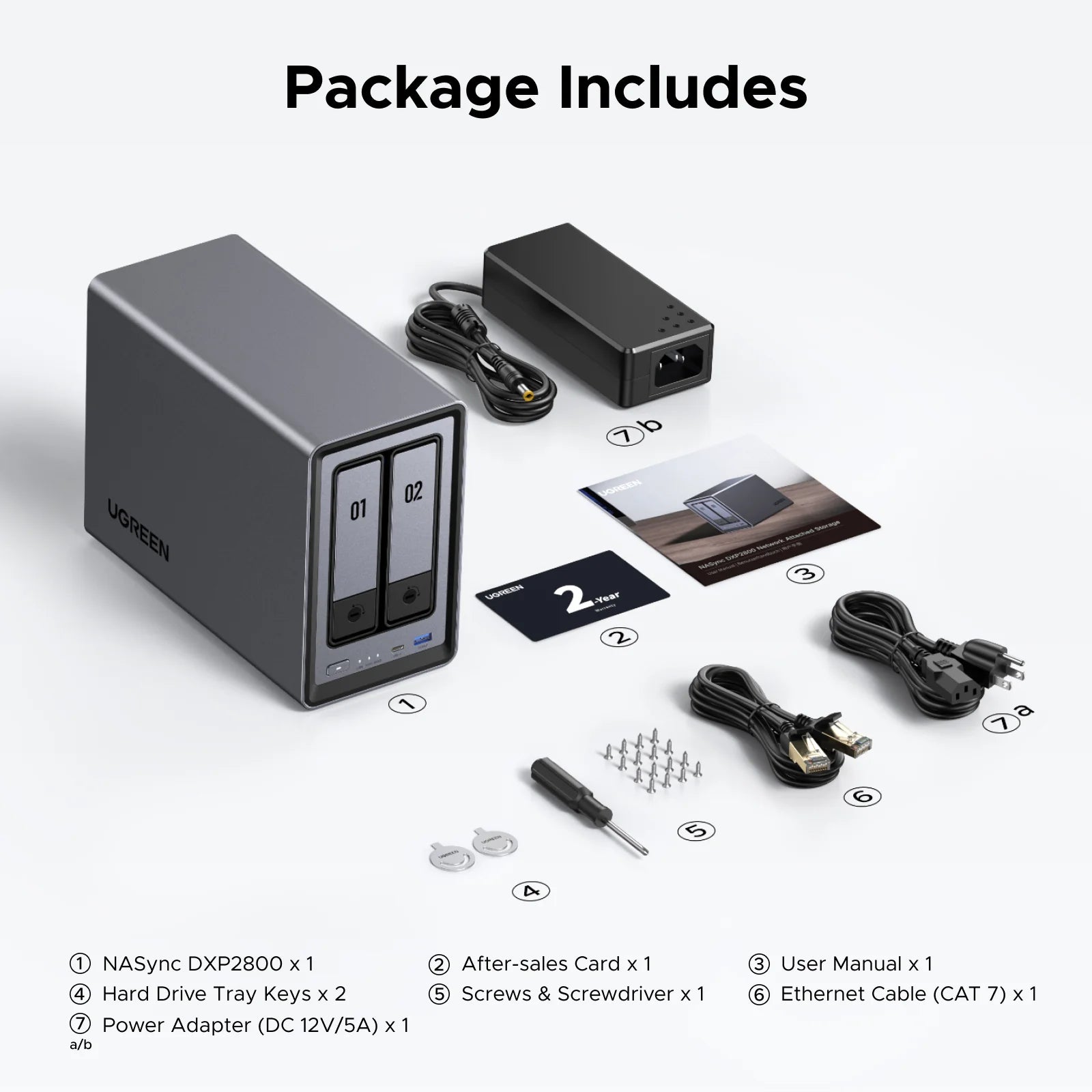 UGREEN DXP2800 2-Bay Desktop NASync Intel N100 8GB DDR5 32GB eMMC 2.5GbE Network Attached Storage Diskless