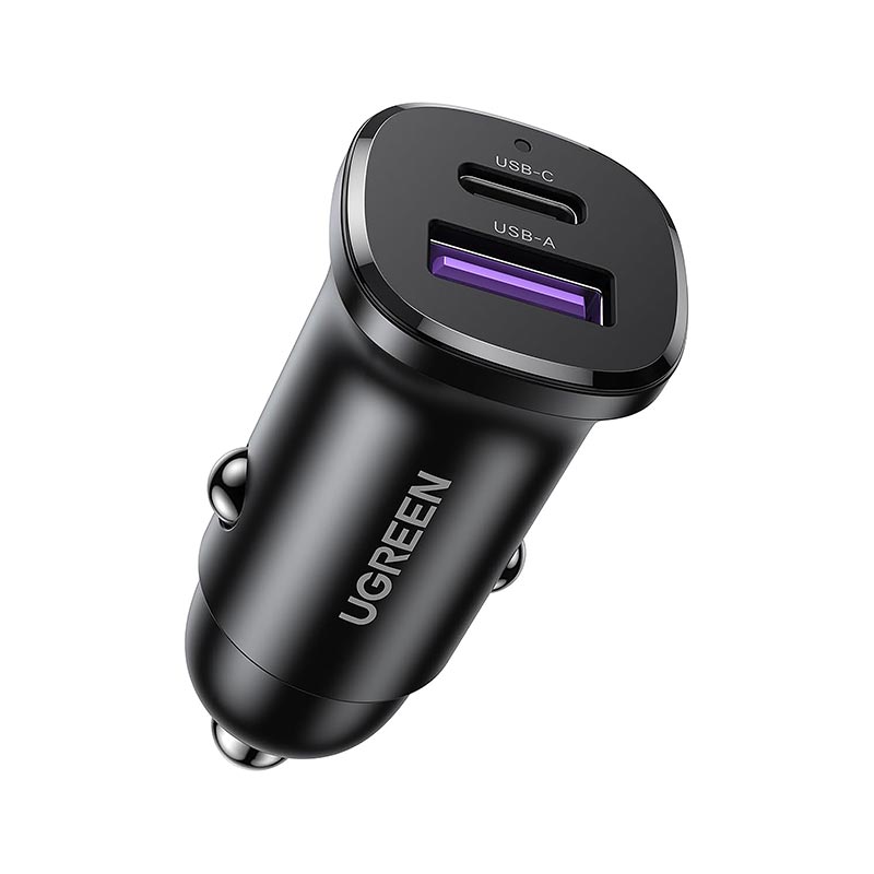 UGREEN EC305 30W Dual Port USB-C PD Fast Car Charger Black