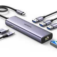 UGREEN CM512 UG-15598 6-in-1 USB-C Hub HDMI RJ45 100W PD Gray